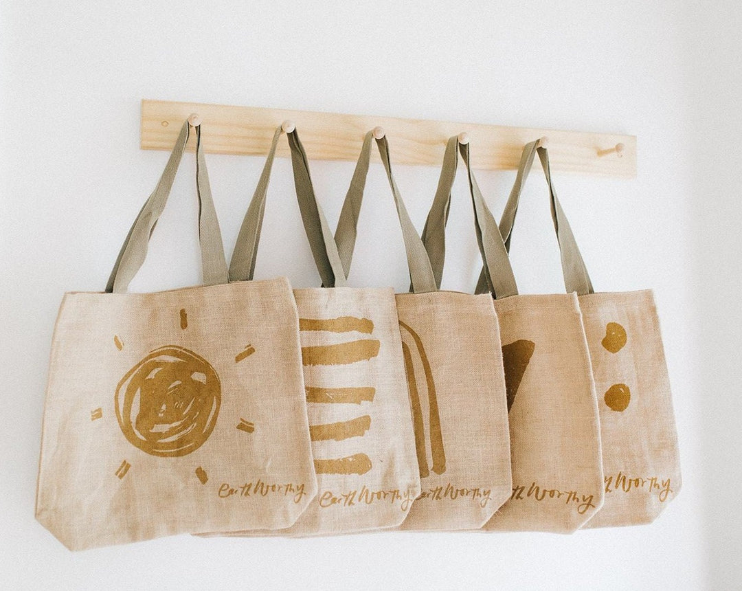 The Set - 5 Jute Grocery Bags | Foldable reusable grocery bags 