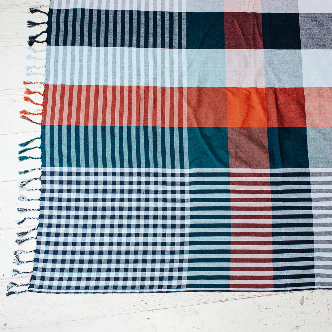 Picnic on a Darby St handloom throw. It's machine washable and sure to hide all the mess. 